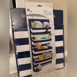 InterDesign ID Jr. Navy and White Striped Over Door Organizer - NEW IN PACKAGING